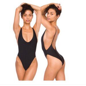 American Apparel Tricot High-cut Swimsuit Black Medium